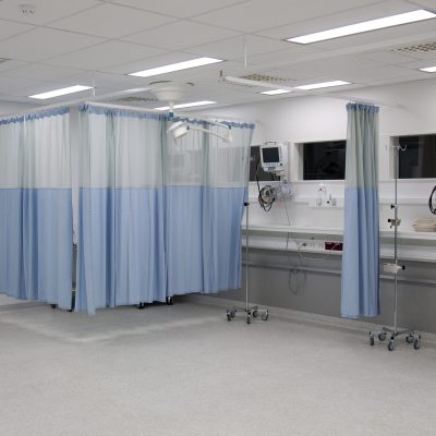 Tartu,Estonia,Recovery room in a modern hospital, post-operative recovery, patient bays with curtains
